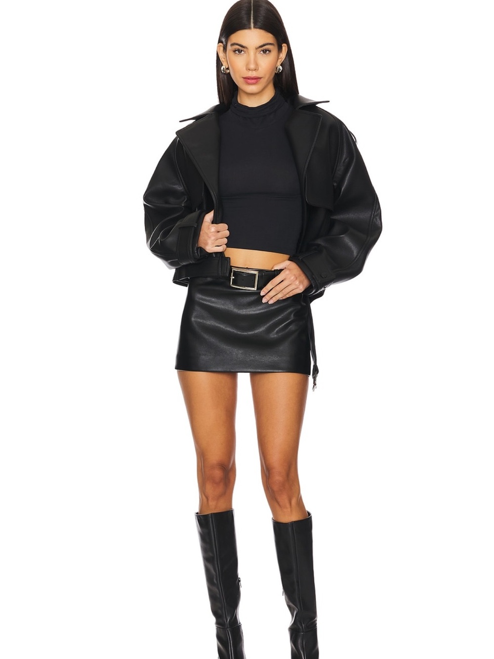 REVOLVE Black Faux Leather Mini Skirt